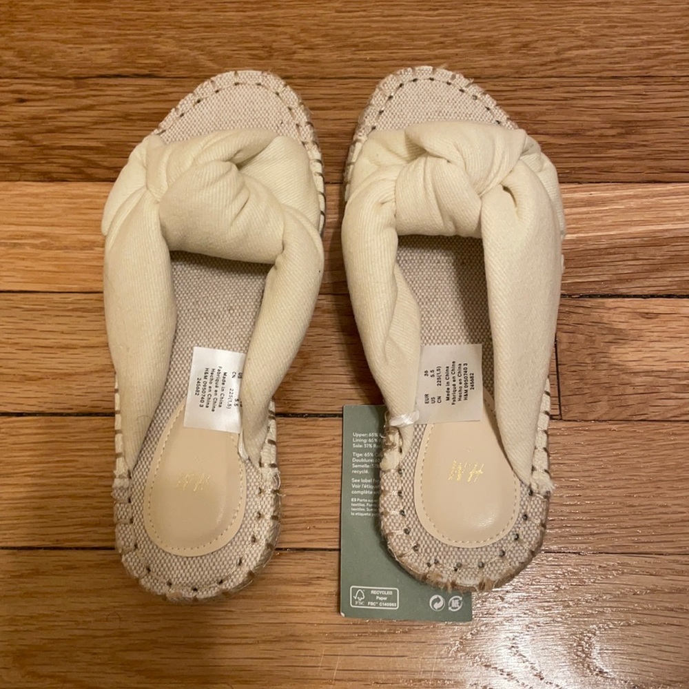 H&M off white slip on sandals